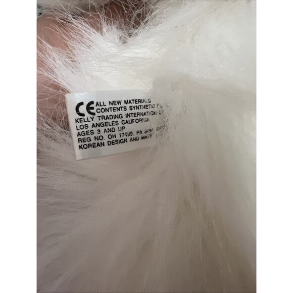 Vtg 90’s Playful‎ Plush Cat Kitten Pink Bow Kellytoy Faux Fur White Blue Eyes - Picture 9 of 10